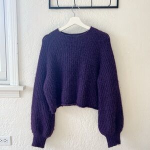 Zara Mohair Purple Balloon Sleeve Sweater